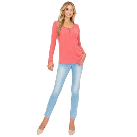 Button Scoop Neck Top in Mauve by A.gain - Picture 1 of 3